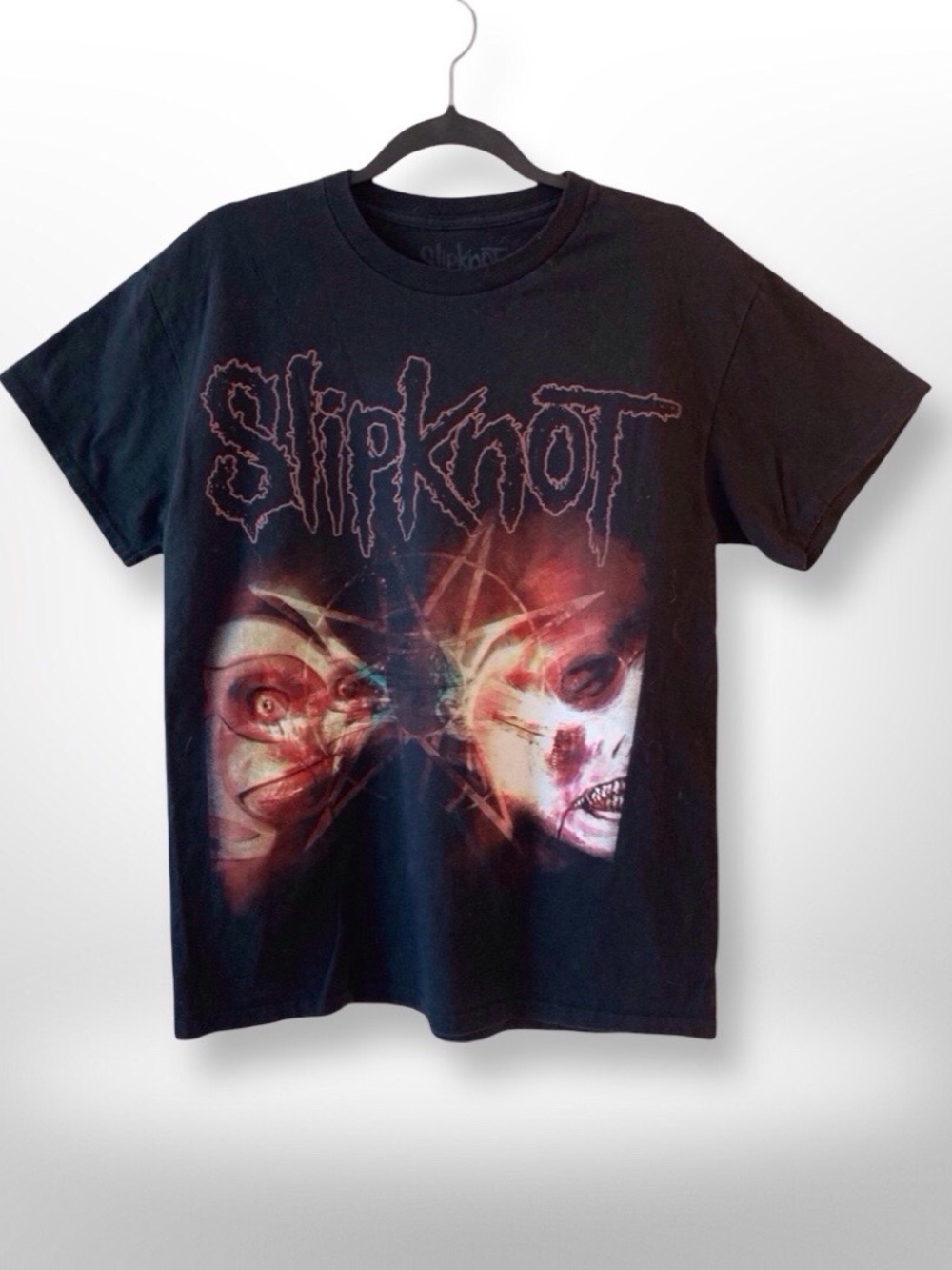 Slipknot Official 2 Faces Graphic Band Tee Size M, Nu Metal Rocker, Black